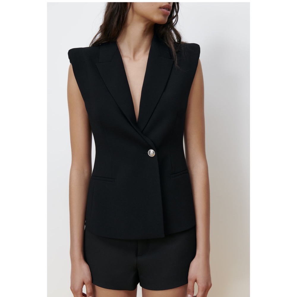 Zara fitted black vest